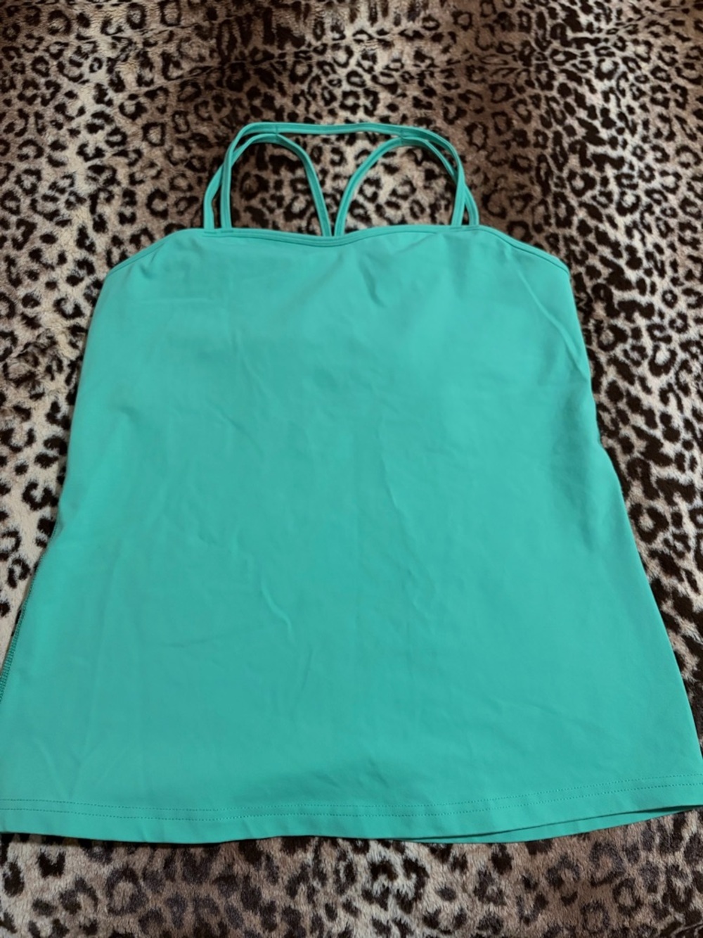 Aqua Teal Tonic Strappy Athletic Tank Top